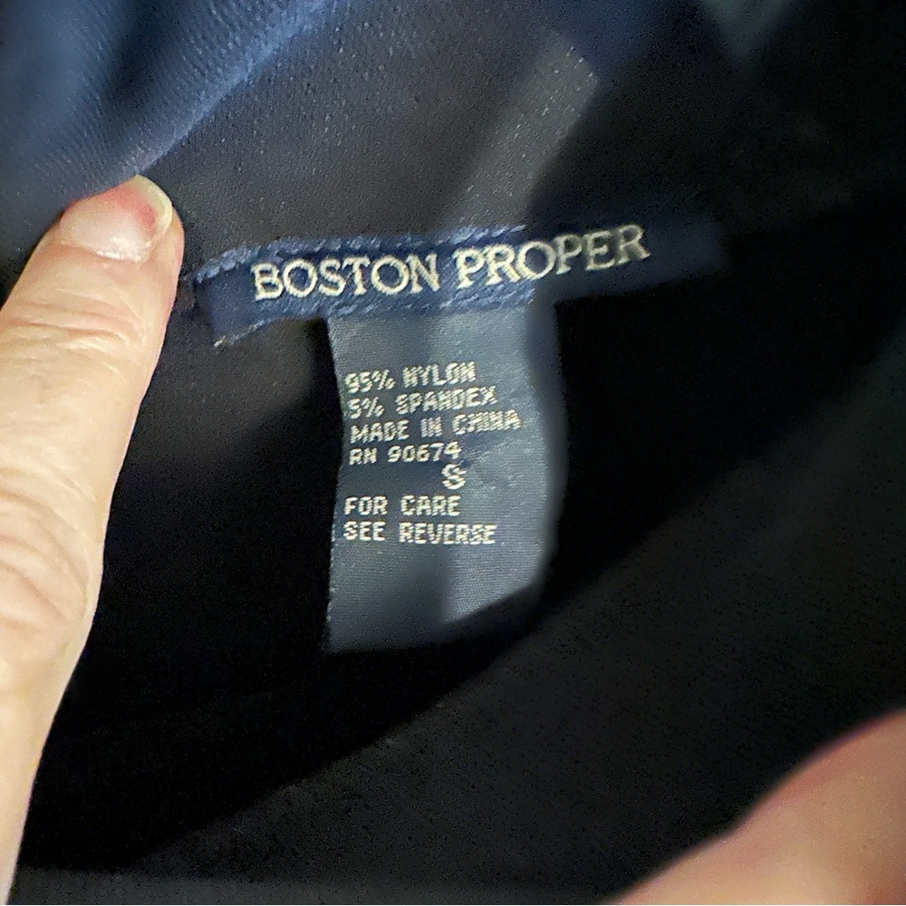 Boston Proper Minimalist Black Mockneck Column 3/4 Sleeve‎ Midi Dress Classic S - Picture 2 of 7